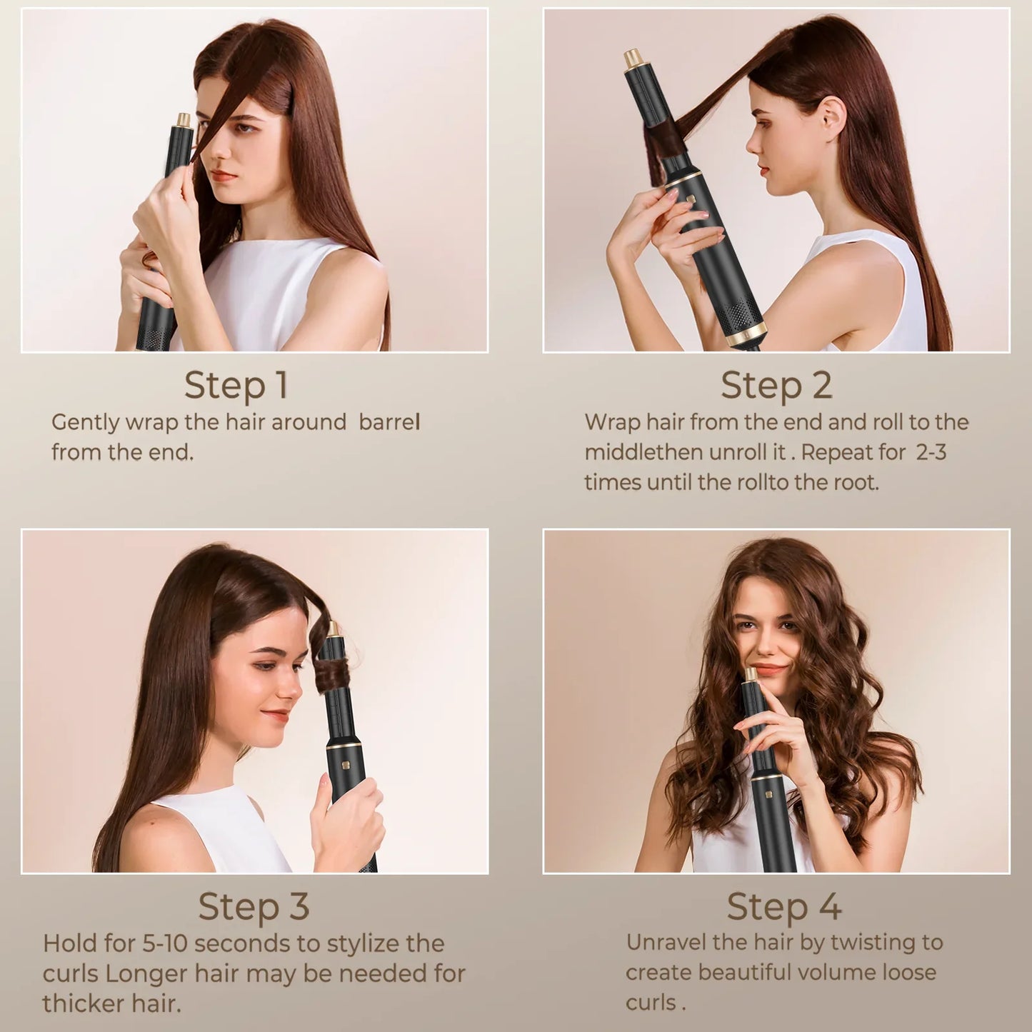 Hair Dryer 5 in 1 Electric Comb Negative Ion Straightener Comb Curling Iron Detachable Multifunctional Heating Brush Hair Dryer