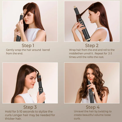 Hair Dryer 5 in 1 Electric Comb Negative Ion Straightener Comb Curling Iron Detachable Multifunctional Heating Brush Hair Dryer