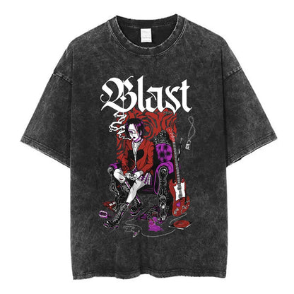 Nana Osaki Japanese Anime Vintage Washed T-shirt Men's Women Clothing Harajuku Short Sleeve T-shirts 100% Cotton Casual T Shirts