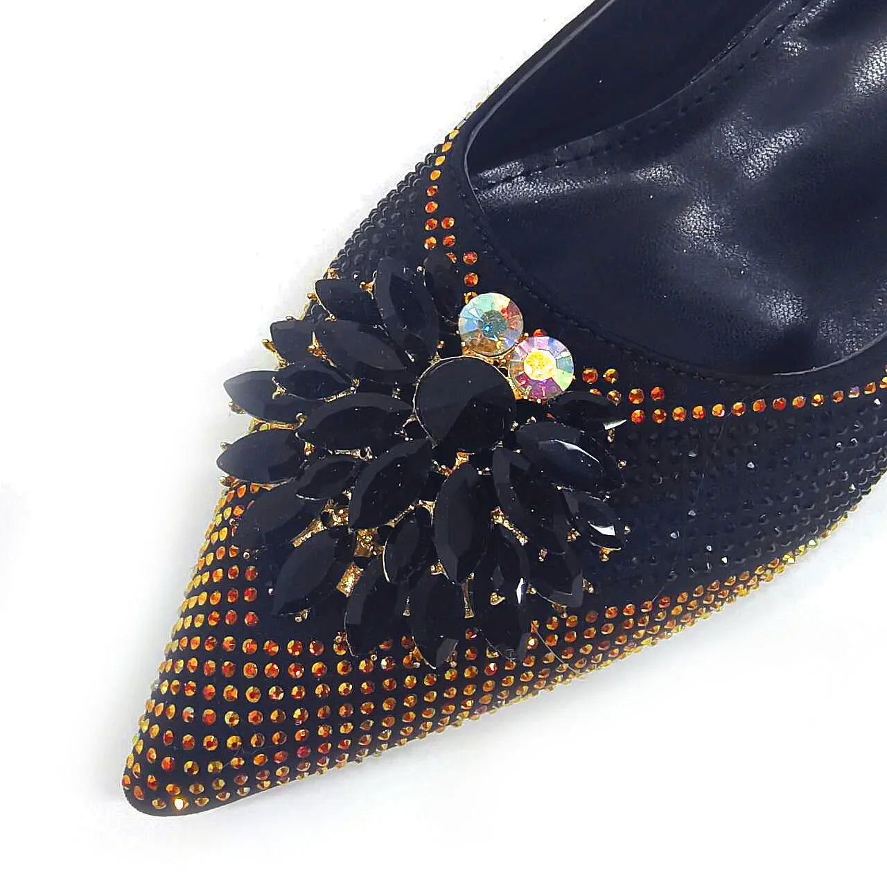 Italian Luxury Rhinestone Wine Pointed Toe High Heels with Matching Bag Set – Ideal for Parties and Special