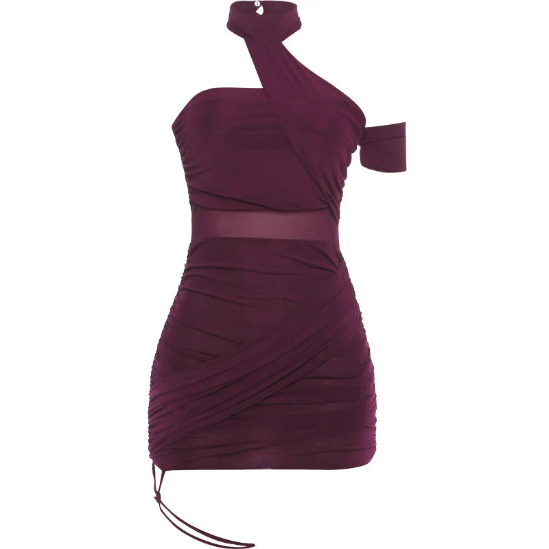 Backless Summer Trend See Through Sexy Dress Women Y2K Cross Bandage Halter Sleeveless Midnight Clubwear Mini Bodycon