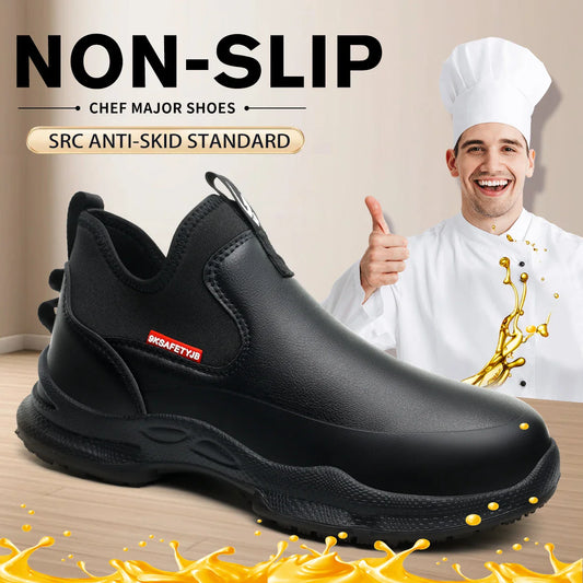 Fashion Comfort Soft Soled Waterproof Shoes Chef Shoes Four Seasons Anti Slip Oil Resistant Business Casual   Work EVA Shoes