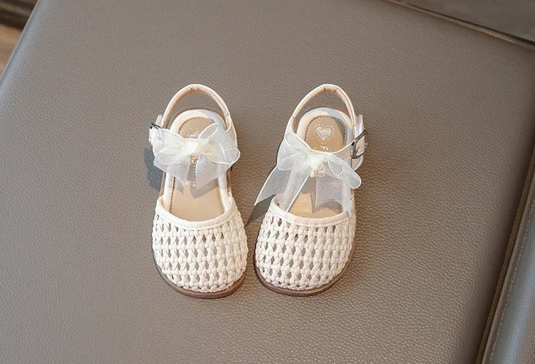 Kids Girls Shoes Children's Woven Sandals New Summer Popular Roman Shoes Children's Soft-soled Princess Shoes