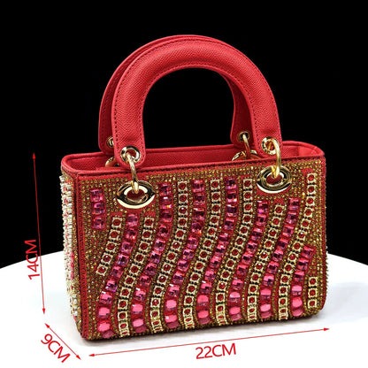Italian Design Rhinestone-encrusted Ladies Party Women Shoes And Bag Nigeria Gold Mini Bag Women High Heels