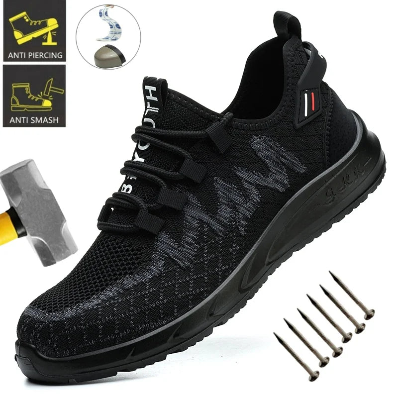 Light Breathable Sneaker Safety Shoes Steel Toe Shoes for Men Anti-slip Anti-impact Anti-puncture Outdoor Work Security Shoes