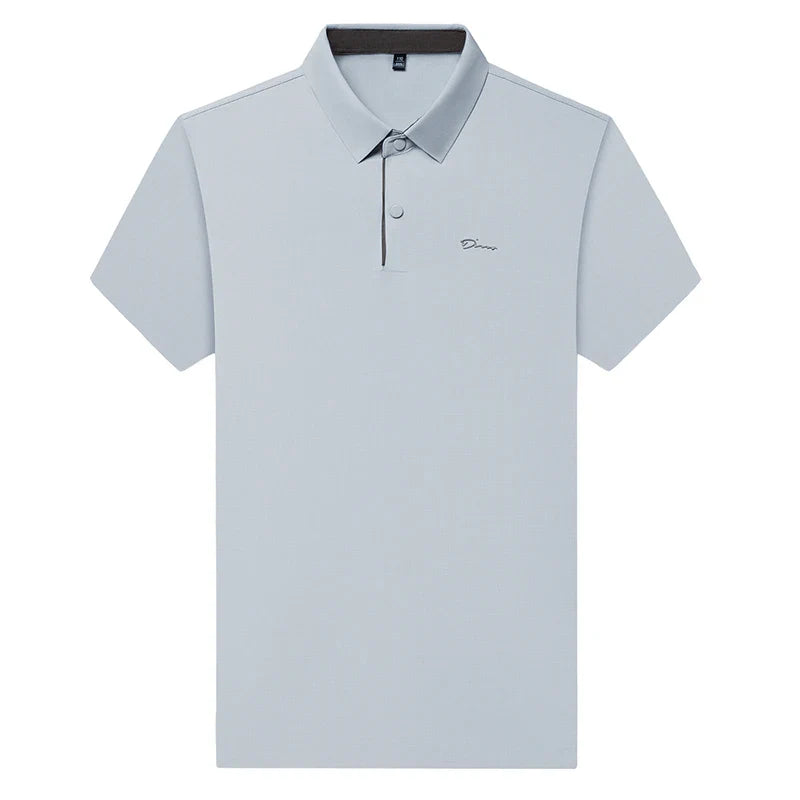Summer seamless ice silk short sleeved T-shirt, polo shirt, flip collar, casual elastic top, breathable thin half sleeve