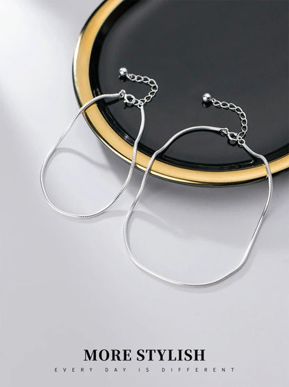 Hight Quality 100% 925 Sterling Silver Fashion Classic Snake Chain Bracelet Anklet Link for Women Fine Jewelry Bijoux