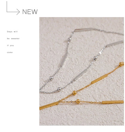 Yhpup Thin Chic 316L Stainless Steel Long Chain Exquisite Necklace for Women Waterproof Daily Jewelry Bijoux Gift