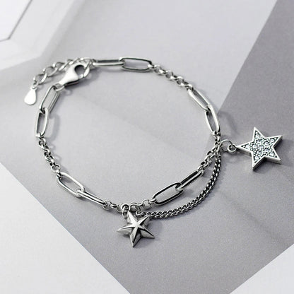 Fashion 925 Sterling Silver Lovely Stars Retro Charm Bracelet Fit Women Hip Hop Style Bracelet Fine Jewelry 2020 Design