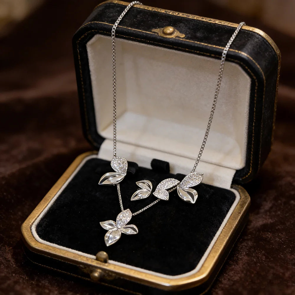 Luxury Bagutte Cut Middle East Jewelry Sets For Women Wedding Full Micro Cubic Zirconia Dress Necklace Earring Sets