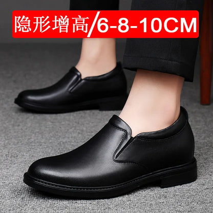 Height Increasing Shoes for Men 6cm 8cm Invisible Elevator Leather Casual Shoes Leathe Zapatillas De Hombre Large-sized Shoes