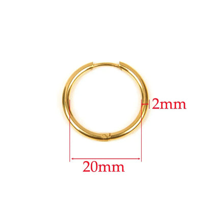 10pcs 316L Stainless Steel Hoop Earrings Women Men Punk Hiphop Circular Ear Buckle Ring Jewelry Gold Color Accessories Wholesale