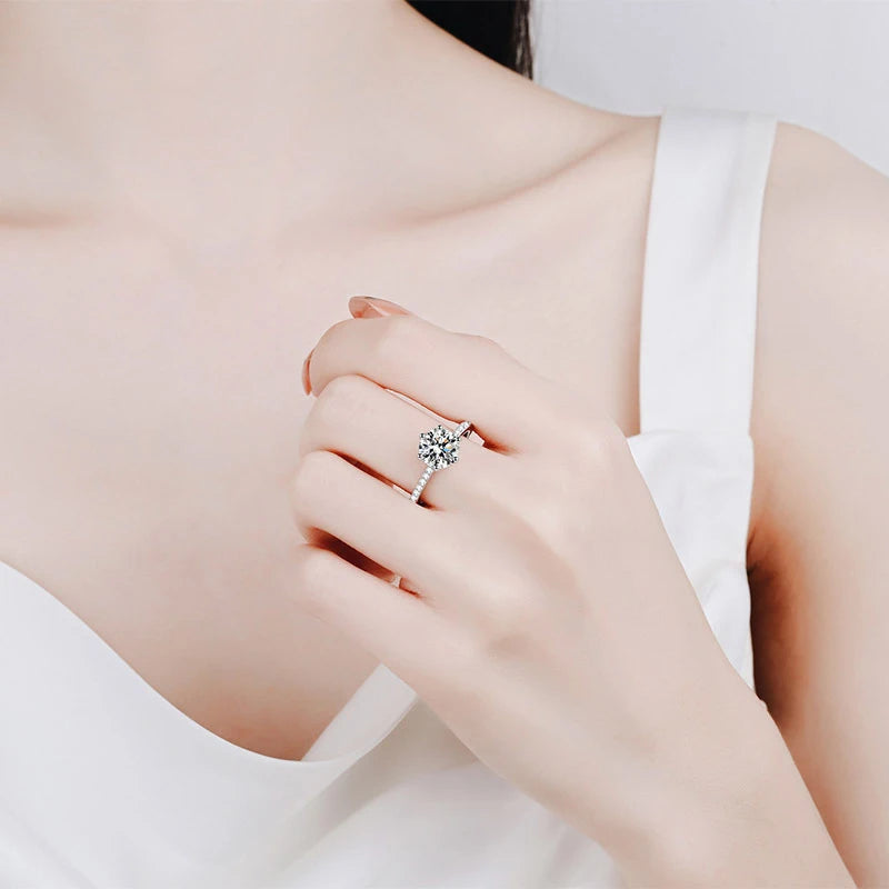 2ct D VVS1 Color Moissanite Engagement Ring For Women 925 Sterling Silver with Gold Plated Rings Wedding Jewelry Bands