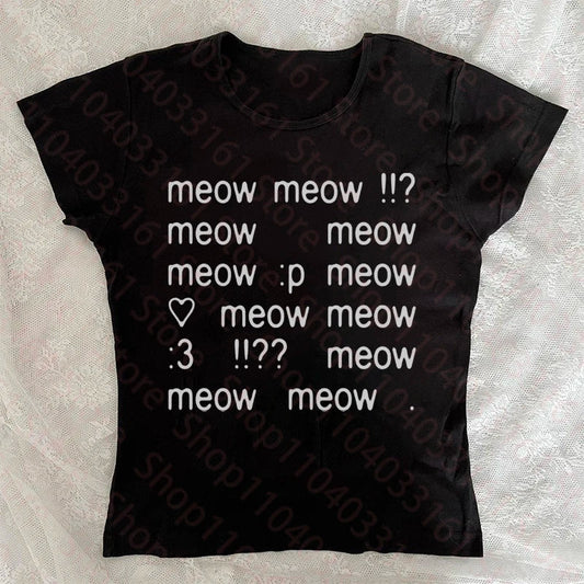 Letter Graphic Print Grunge Vintage Short Sleeve T-Shirt Y2k Style Slim Crop Top Streetwear Hip Hop Halter tops 90s Women's Tops