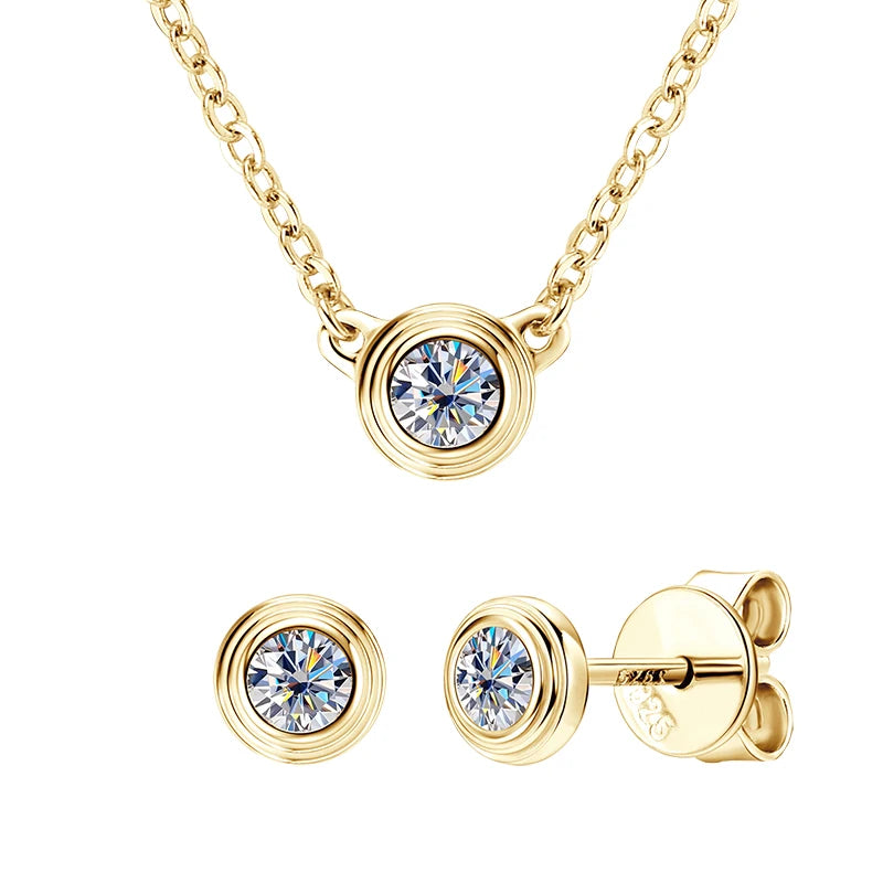 2025 Trendy 3mm Moissanite Jewelry Set 925 Silver Plated Rose Gold Necklace Bracelet Earrings Set for Women Valentine's Day Gift