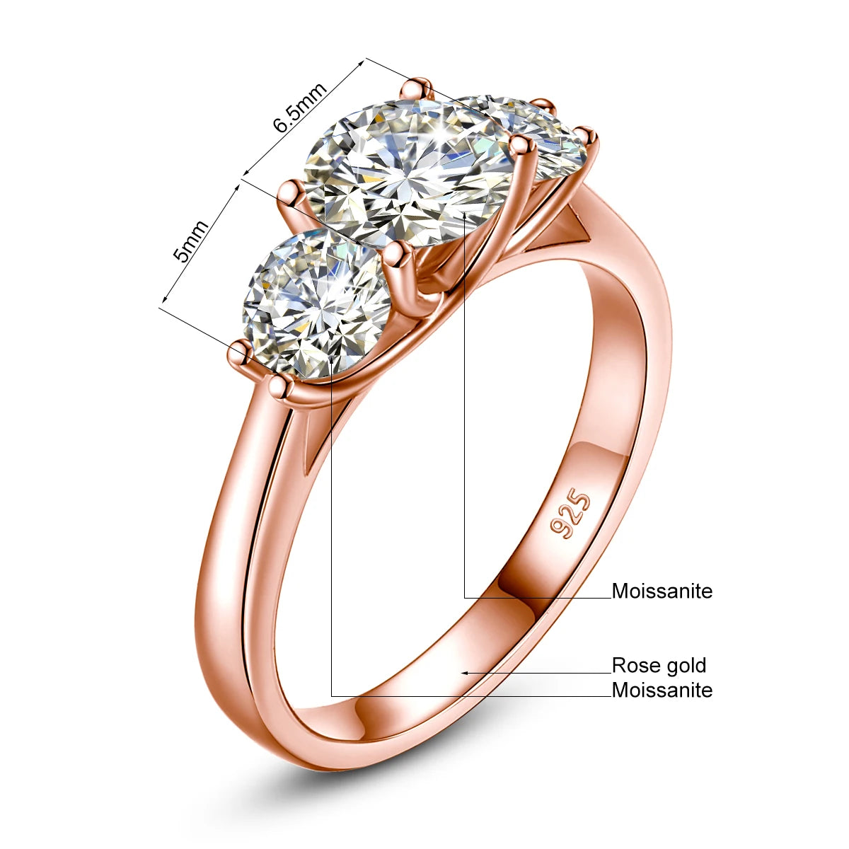 Certified 3 Stone Cat Totem Moissanite Rings For Women Total Is 2ct Genuine Sterling Silver 925 Luxury Wedding Jewelry Trend Hot