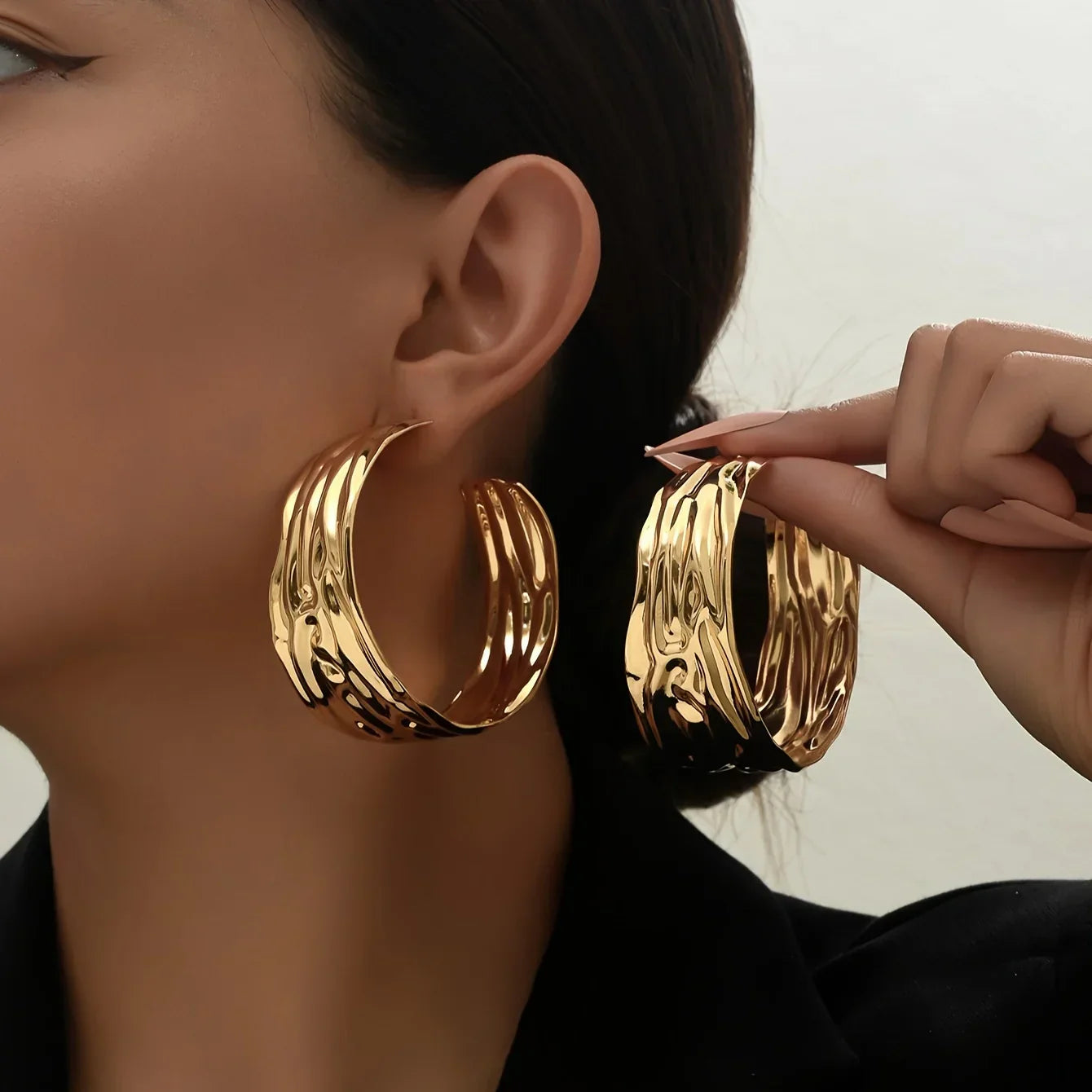 Prism Gold Hoop Earrings - Recycled Metal Hypoallergenic Jewelry for Day-to-Night Glamour