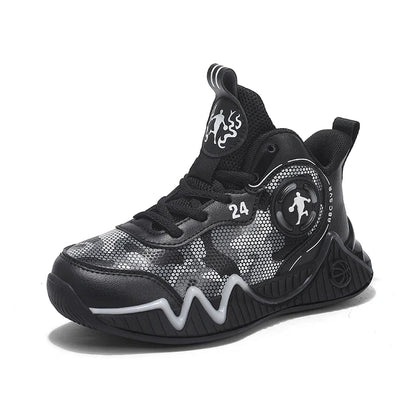 Kids Basketball Shoes Ankle Support Sneakers Tactical Boots Breathable Boys Girls Sports Shoes Shock-absorbing Athletic Shoes