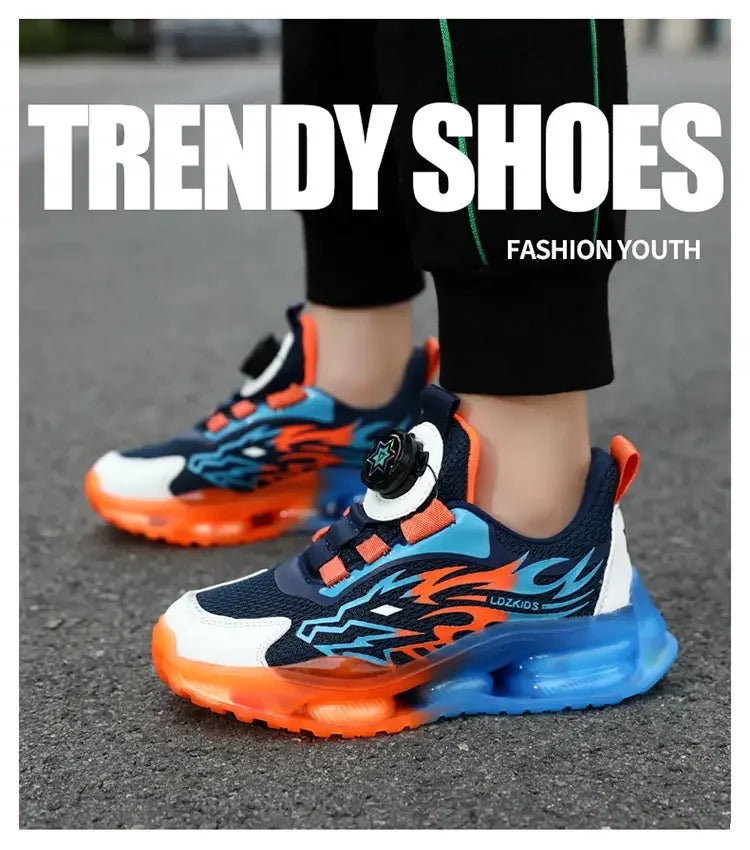 New Anti-skid Leather Kids Sneakers for Boys Running Walking Lightweight Casual Shoes With Fashion Dragon Pattern Size 28-39