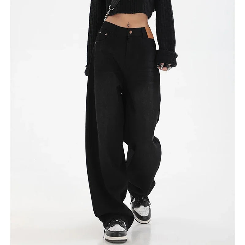 Calça Jeans Baggy Retrô Clássica de Cintura Alta