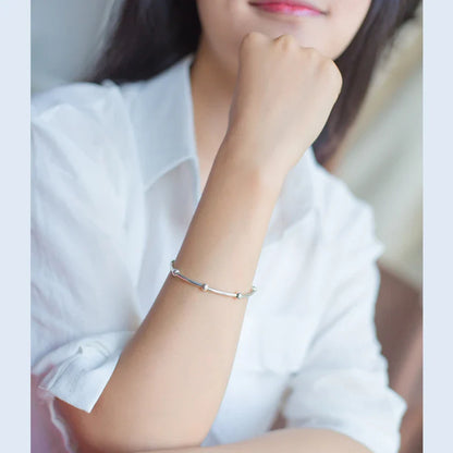 925 Sterling Silver Beads Fashion For Women Adjustable Silver Bracelets Bangles for Women Sterling Silver Fine  Jewelry