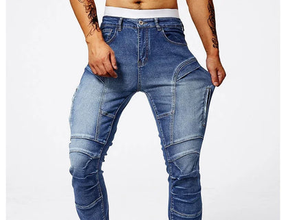 2025 Elastic Jeans Mens Small Straight Leg Denim Pants Outdoor Casual Motorcycle Pants High Street Classic High Quality Jeans