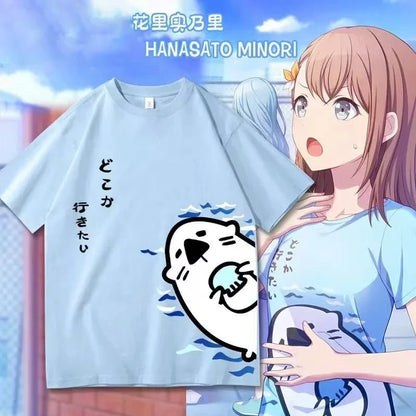 Anime Project Sekai HANASATO MINORI Otter Shirt Cosplay Shirt Costume Women Cute Girl Tops Uniform Short Sleeved T-shirt