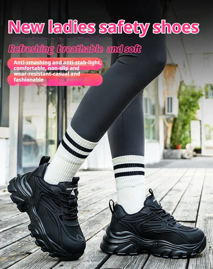 Indestructible Safety Shoes Women Work Sneakers Lightweight Security Boots Anti-smash Puncture-Proof Work Boots Steel Toe Shoes