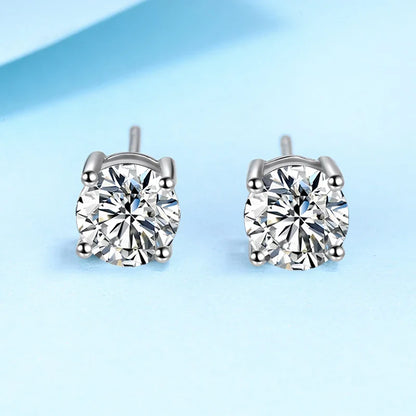 0.1ct-5ct D Moissanite Stud Earrings Lab Diamond 925 Sterling Silver with White Gold Plated Wedding Jewelry for Women Man
