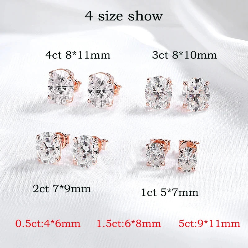 0.5-5CT Doveggs Moissanite Stud Earrings for Women Bridal Oval Cut Ear Jewelry Lab Diamond 100% S925 Sterling Silver