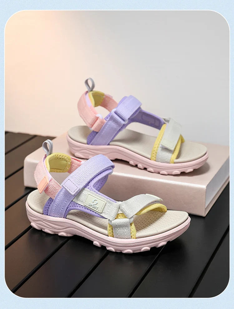 Kids Summer Sport Sandals Soft Sole Non-Slip Flat Beach Water Shoes Breathable Outdoor Walking Sandals for Boys&Girls