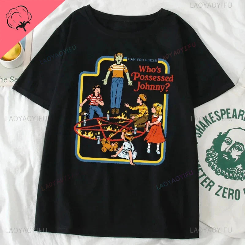 Classic Vintage 90s Tshirt Women Men Grim Evil Series Tops Nostalgia Scary Alien Supernatural Graphic Tee Popular Halloween Tees