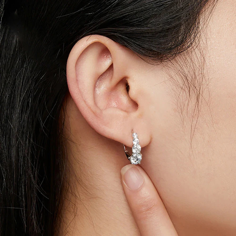 1.92ct 8 Stones D Color Moissanite Hoop Earrings For Women Anniversary Gift S925 Sterling Silver Stud Ear Fine Jewelry