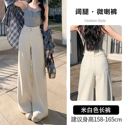 High-waisted Wide-leg Jeans Denim Flared Straight Pants