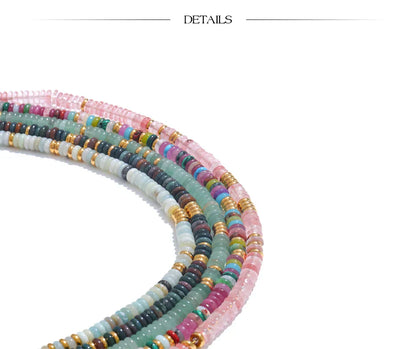 Colorful Natural Stone Beads Handmade Chain Y2K Fashion Necklace for Women Stainless Steel Waterproof Collar Jewelry Gift