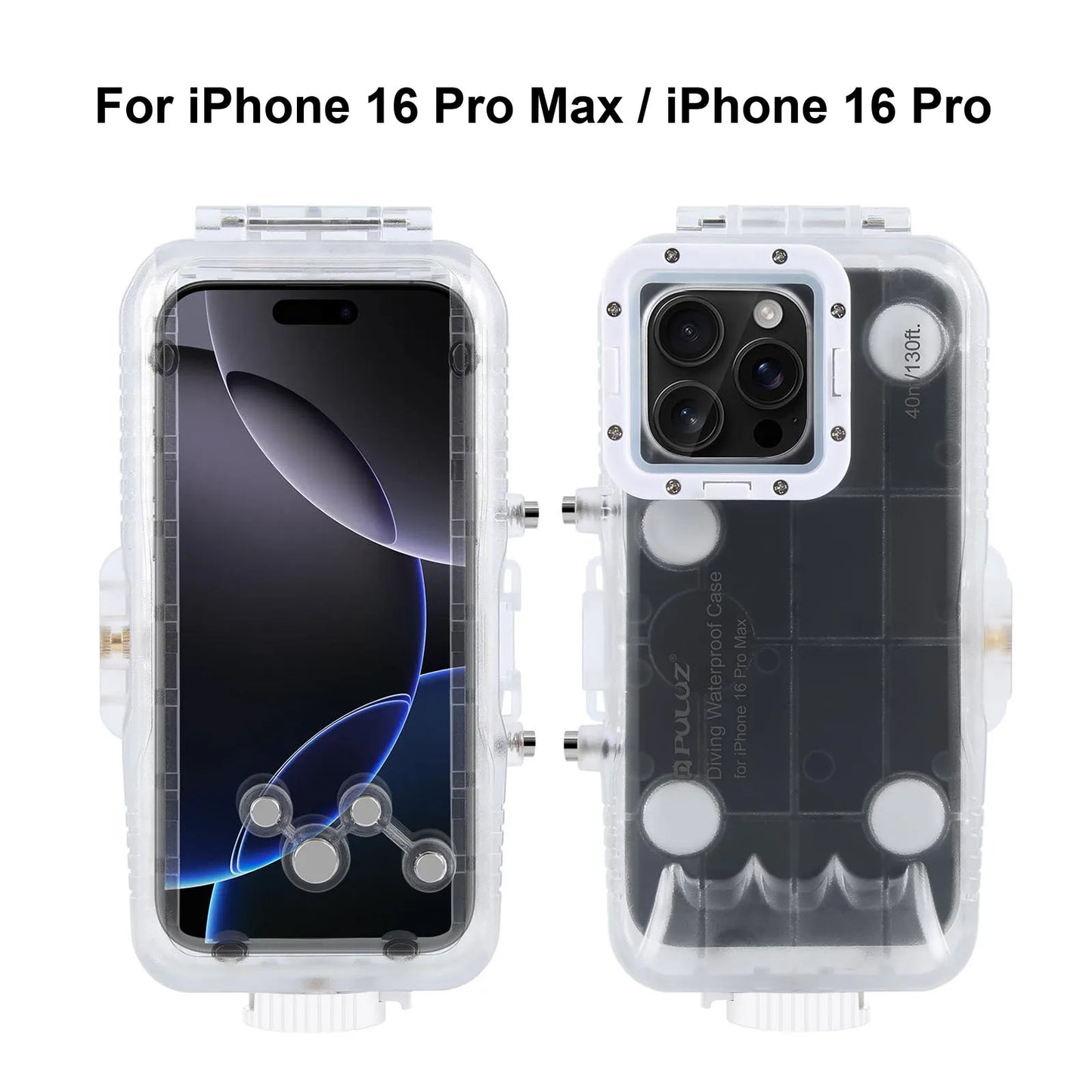 40m/130ft Waterproof Diving Case for iPhone 16 15 14 13 12 11 Pro Max Plus Photo Video Taking Underwater Housing Cover