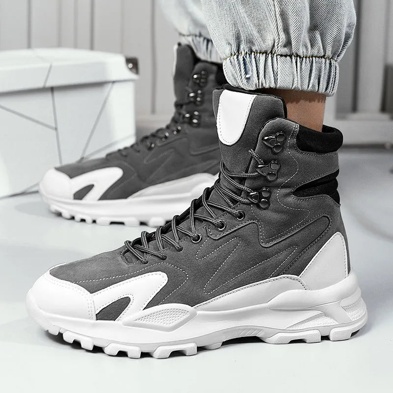 Fashion Men's Boots Comfortable Men Casual Shoes Breathable High Top Sneakers for Men Outdoor Non Slip Mens Ankle Boots Platform