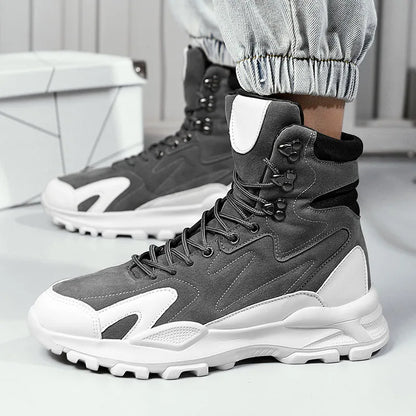 Fashion Men's Boots Comfortable Men Casual Shoes Breathable High Top Sneakers for Men Outdoor Non Slip Mens Ankle Boots Platform