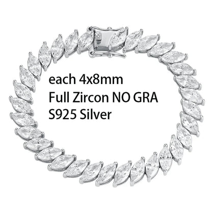 4x8MM D Color Marquise Cut Moissanite Bracelet 100% 925 Sterling Silver For Women Wedding Party Fine Jewelry