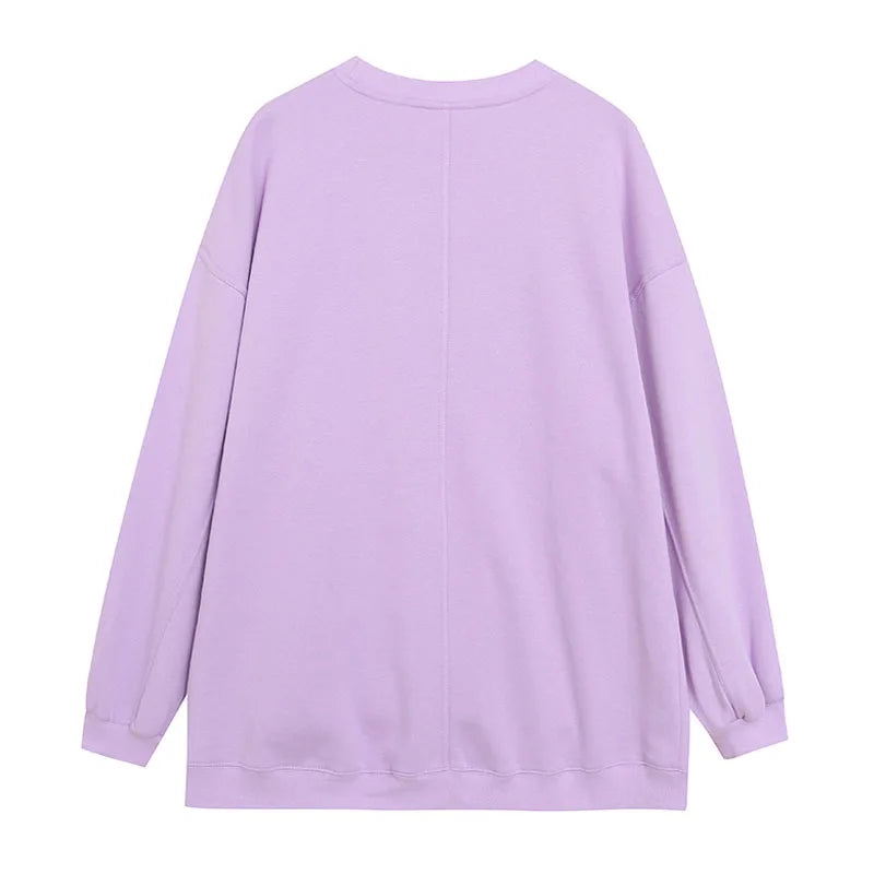 Embroidery Sweatshirt Women Casual Fleece Jumper Tigger Cheshire Cat Cartoon Loose Pullover Top O Neck