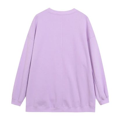 Embroidery Sweatshirt Women Casual Fleece Jumper Tigger Cheshire Cat Cartoon Loose Pullover Top O Neck