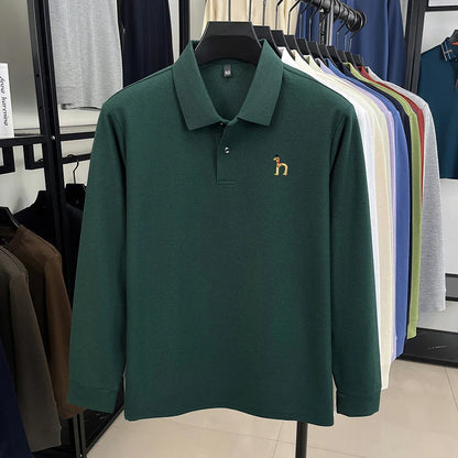 Original Brand Men's Polo Shirt 100 Cotton Lapel Dog Embroider Long Sleeve T-Shirt Autumn New Business Casual Handsome Men'swear