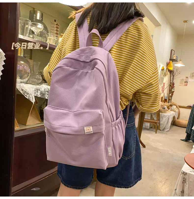 New Waterproof Nylon Women Backpack Female Travel Bag Backpacks Schoolbag for Teenage Girls Solid Color Bookbag Mochila Bookbag