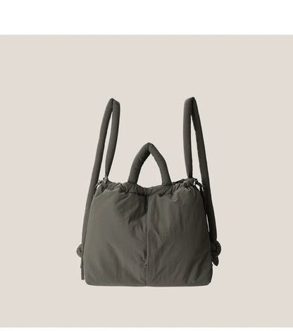 Casual nylon padded tote bag designer soft puffer women shoulder crossbody bags Simple Vintage large capacity handbags 2025