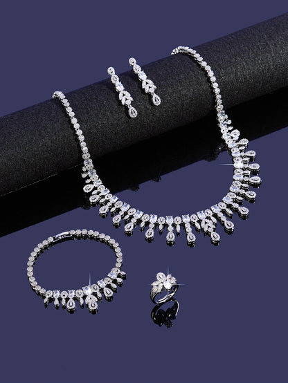 2025 New 4-piece Bride Zirconia Full Set Women's Party Jewelry Set Luxury Dubai Nigeria CZ Crystal Wedding Jewelry Set