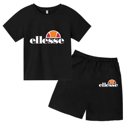 Kids Summer Leisure Letter 2pcs O-neck Short Sleeve T-shirts+Pants Suits 3-13 Years Boys Girls Casual Outfits Children Clothes
