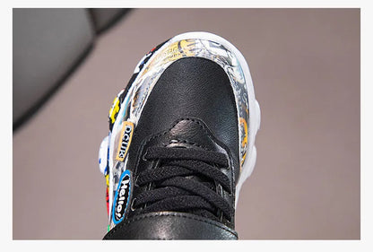 Size 26-36 Children Sports Sneakers for Girls Kid Cartoon Graffiti Pattern Casual Shoes Boys Basketball Shoe chaussures de sport