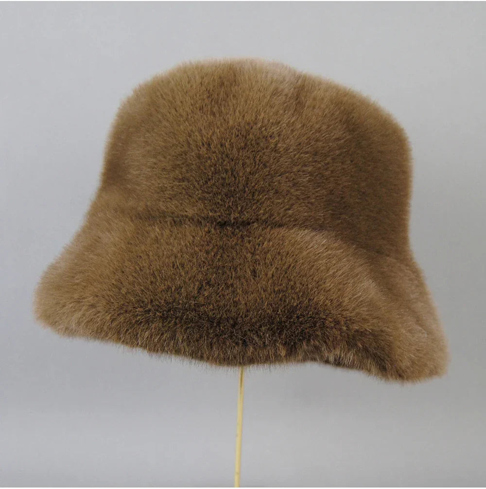 False Mink Fur Berets Elegant Women's Winter Caps New Design Fashion Artificial Fur Hats Knitted Warm False Mink Fur Beanies Hat