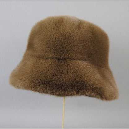 False Mink Fur Berets Elegant Women's Winter Caps New Design Fashion Artificial Fur Hats Knitted Warm False Mink Fur Beanies Hat