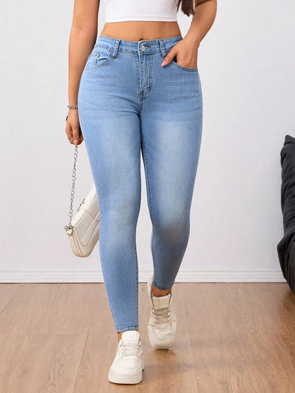 Women's Light Blue Stretch Denim Skinny Pants
